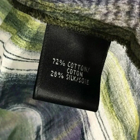 Lafayette 148 Purple & Green Watercolor Tie Front Silk Blend Long Sleeve 14 - Picture 4 of 4